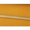Teplákovina s elastanem Bílé puntíky 10cm od sebe na hořčicové K