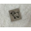 Štítek z broušené EKOKŮŽE - Ovečka 4x4 cm