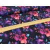 Bavlněná teplákovina  -  Fialovo-růžové květy II. JAKOST 1,5 m