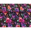 Bavlněná teplákovina  -  Fialovo-růžové květy II. JAKOST 1,5 m