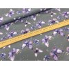 Nepočesaná teplákovina Cotton touch - Akvareloví fialoví motýlci