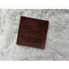 Štítek z broušené EKOKŮŽE - Lokomotiva 4x4 cm