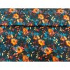 Bavlněný úplet s elastanem - Zlaté inkoustové květy 190g II. JAKOST 2 m