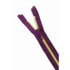Zip YKk fialový s neon žlutými zoubky