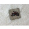 Štítek z broušené EKOKŮŽE - Motorka 4x4 cm