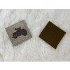 Štítek z broušené EKOKŮŽE - Motorka 4x4 cm