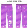 Panel na softshellové kalhoty EASY  Jednorožec se srdíčky na fialové