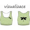 vizualizace dámská podprsenka ušité tečky na zelené a vážka