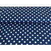Puntíky bílé 1,2cm na námořnicky modré