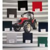 Dětský panel - Červený traktor - šedé pruhy 50x50