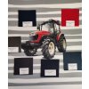 Dětský panel - Červený traktor - šedé pruhy 50x50