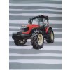 Dětský panel - Červený traktor - šedé pruhy 50x50
