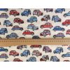 Bavlněné plátno  Autíčka červená a modrá