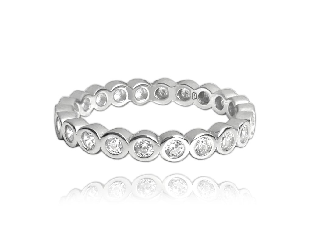 Kuličkový stříbrný prsten s bílými zirkony vel. 61