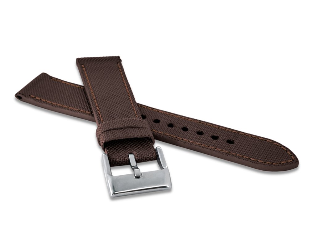 LAVVU Hnědý řemínek z nylonu a luxusní kůže Top Grain - 20
