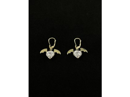 Zlaté náušnice ve tvaru srdce s křídly