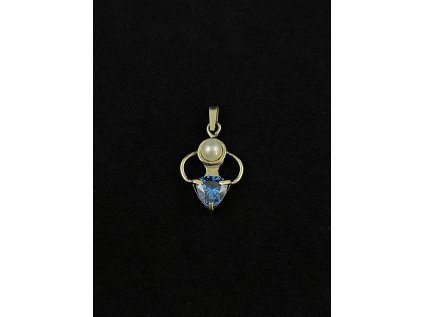 Zlatý přívěsek se zirkonem a perlou