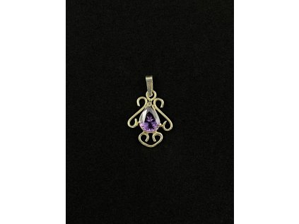 Elegantní zlatý přívěsek s fialovým zirkonem