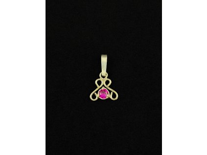 Zlatý přívěsek s růžovým rubínem
