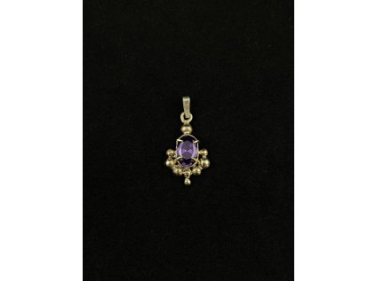 Zlatý barokní přívěsek s fialovým zirkonem