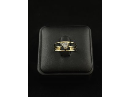 Zlatý prsten s bílým zirkonem