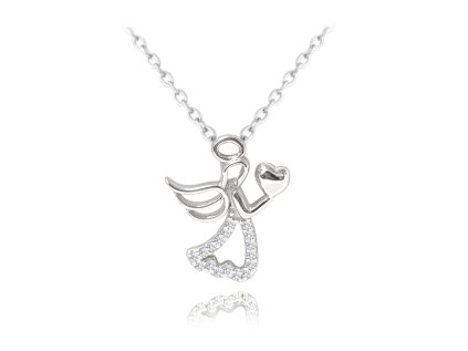 Stříbrný náhrdelník ANDĚL se srdíčkem