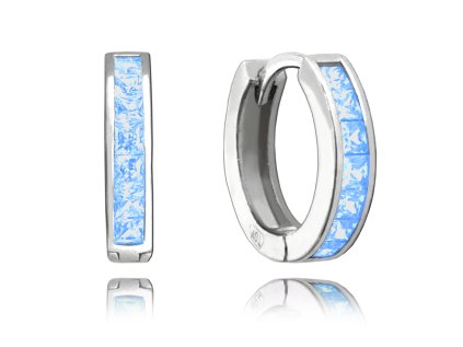 Třpytivé stříbrné náušnice s velkými světle modrými zirkony