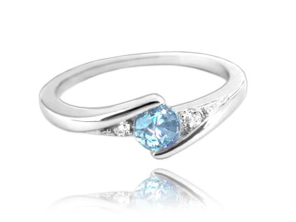 Elegantní stříbrný prsten s modrým zirkonem vel. 53