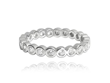 Kuličkový stříbrný prsten s bílými zirkony vel. 61