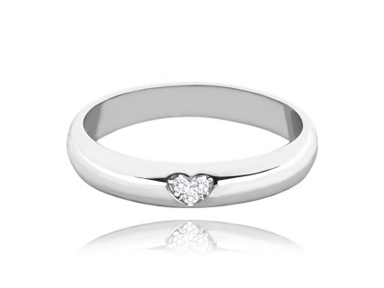+ Stříbrný snubní prsten se srdíčkem a bílými zirkony vel. 53