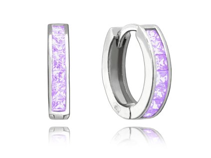 Třpytivé stříbrné náušnice s velkými fialovými zirkony