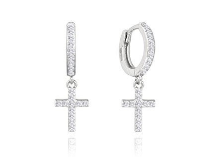 Stříbrné náušnice KŘÍŽKY se zirkony