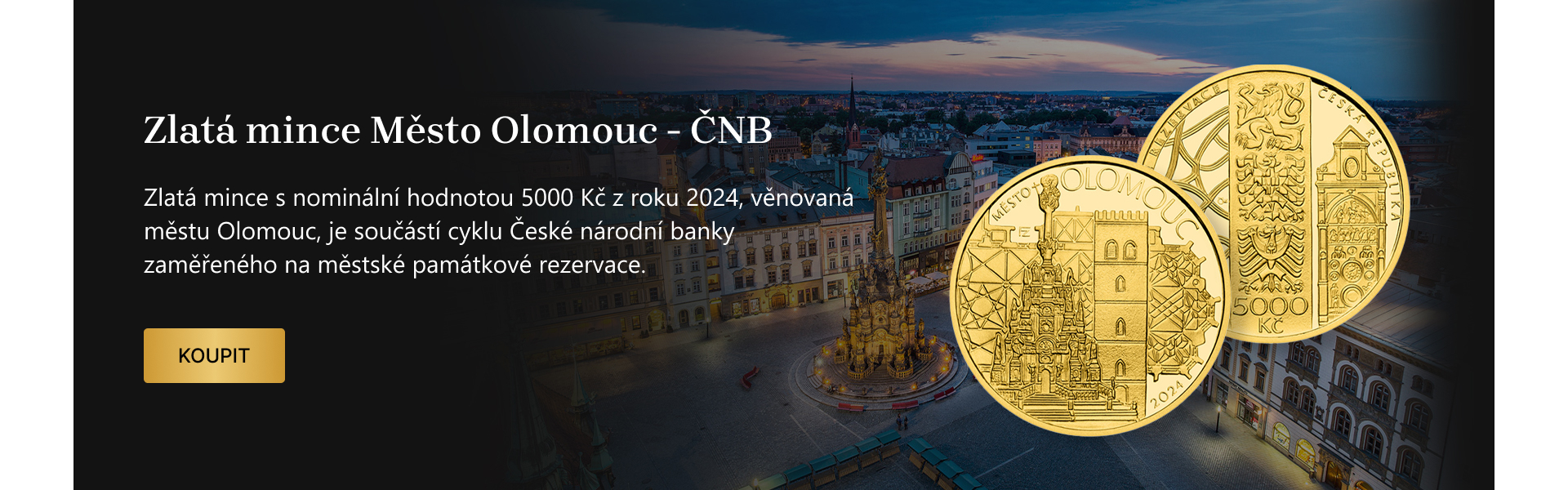 Zlatá mince 5000 Kč Olomouc 2024