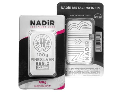 100g silver bar nadir metal rafineri minted 1