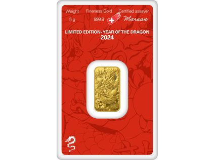 Argor Heraeus Limited edition Rok draka 2024 zlatý slitek 5 g