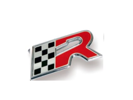 3D nálepka R so šachovnicou