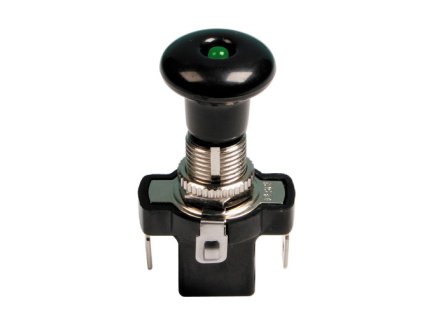 Spínač 12V 10A push-pull zelený