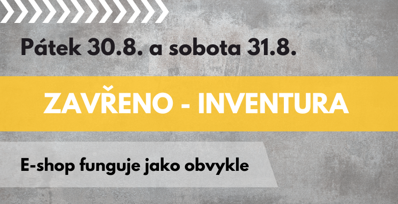 V pátek 30.8. a v sobotu 31.8. zavřeno z důvodu inventury