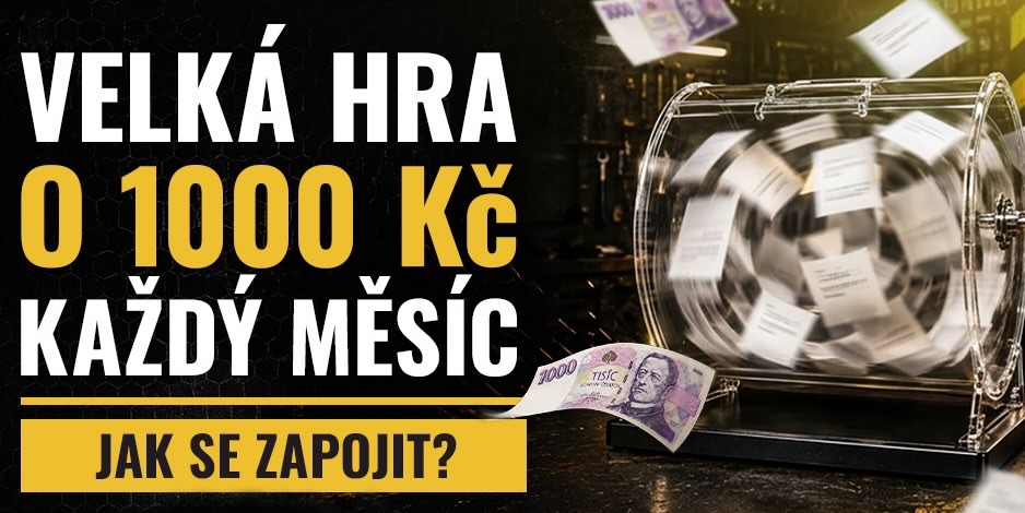 Zapojte se do slosování. Ve hře je 1 000 Kč každý měsíc