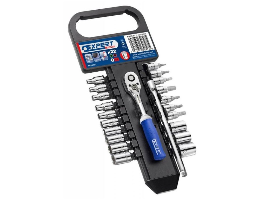 Gola sada 1/4", 22 dílů, šestihran, torx, na liště - Tona Expert (E030727)