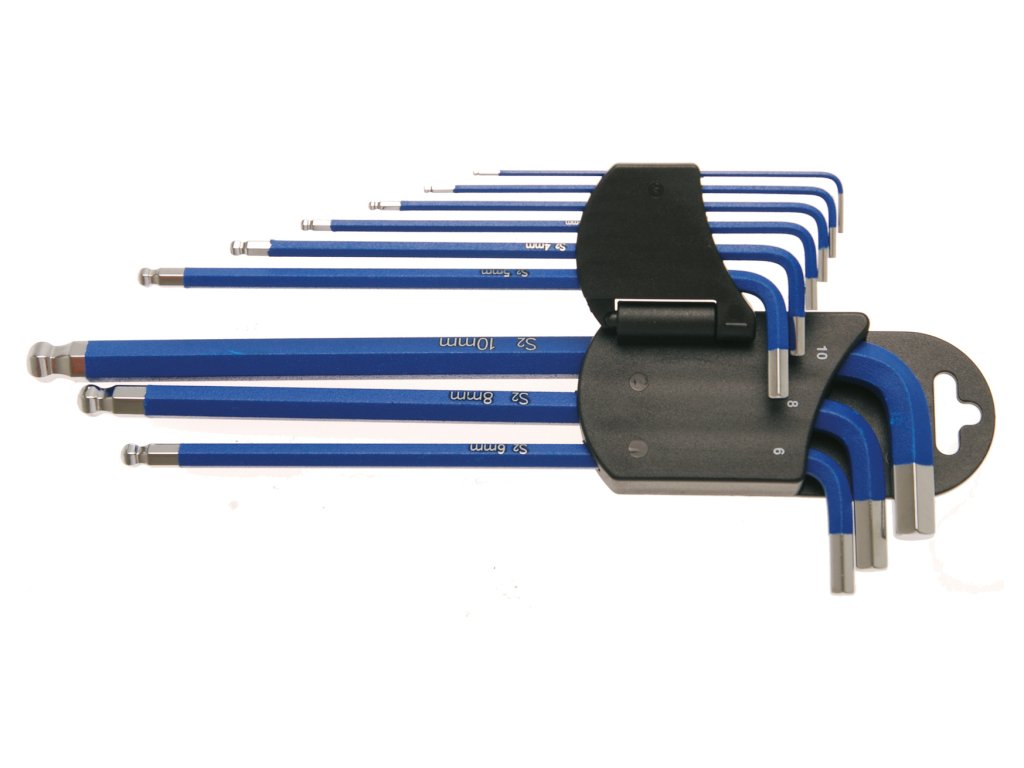 Klíče imbus 9ks extra dlouhé, s kuličkou a magnetem - BGS 35100 04