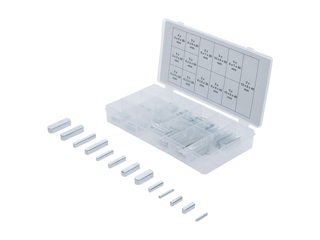 Pera těsná, velikosti 3×3×20 až 12×8×40 mm, sada 60 ks - BGS 8141 01