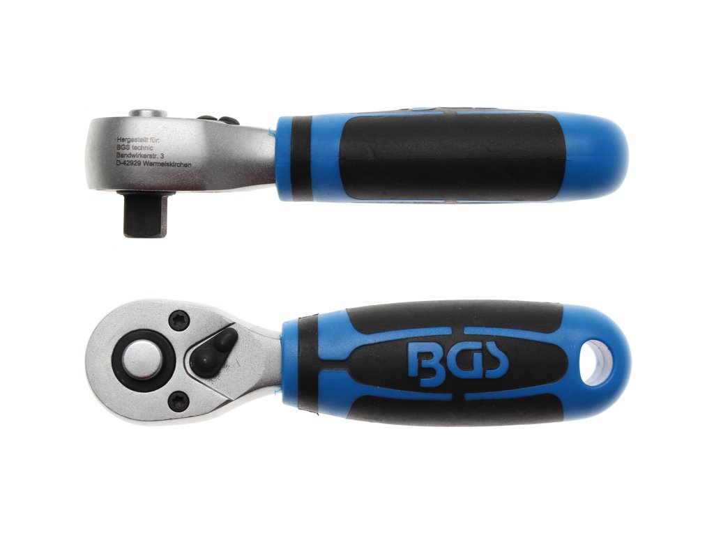 Ráčna 1/4" s přepínací páčkou, extra krátká (1/4"; 1/2"; 3/8") - BGS212