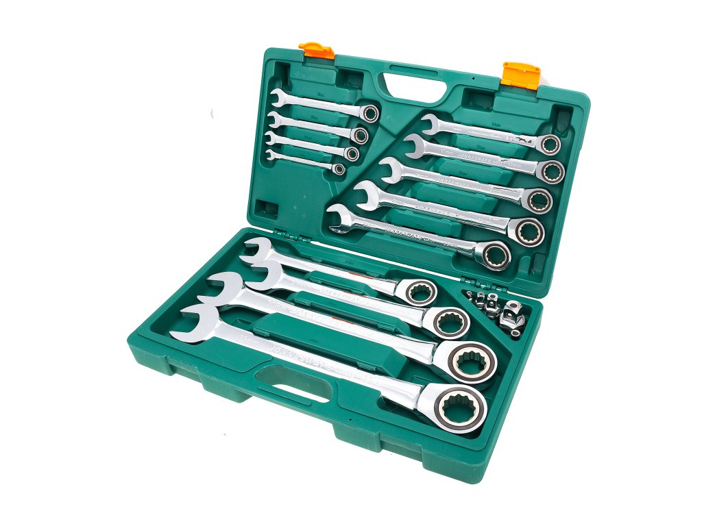 Sada očkoplochých klíčů s ráčnou a adaptéry, 8-32 mm, 13 ks - JONNESWAY W45117S 01