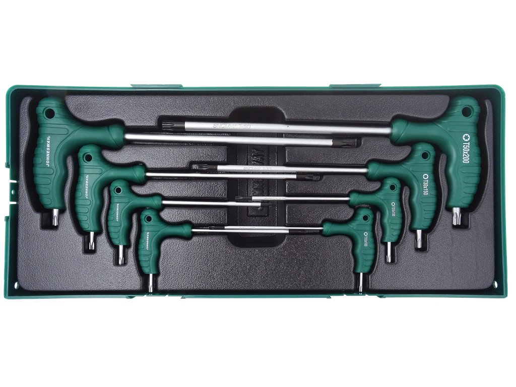 Sada 8 zástrčných klíčů Torx s T rukojetí v kazetě - JONNESWAY H10MT08SP 00