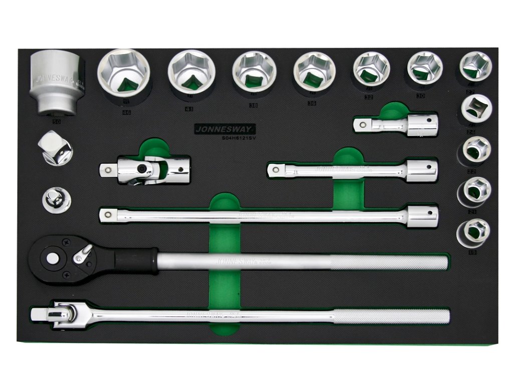 Modul - gola sada 3/4", 6hranné hlavice, 19 - 50 mm, 20 kusů - JONNESWAY S04H6121SV