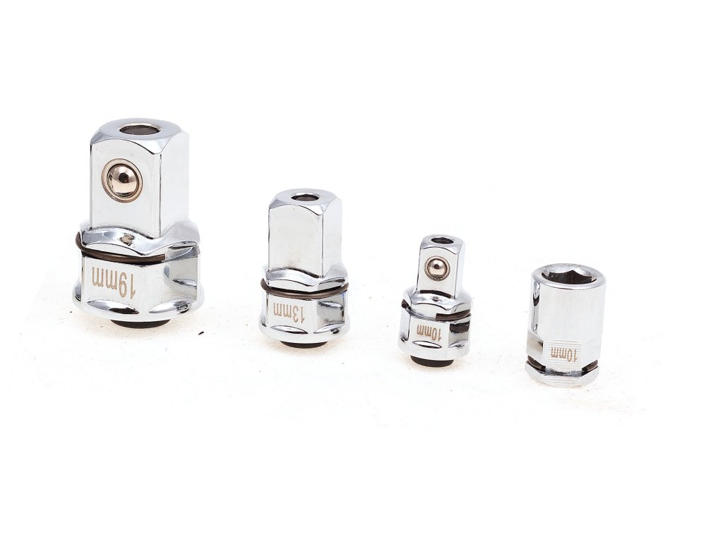 Adaptéry pro ráčnové klíče, rozměry 1/4", 3/8", 1/2", sada 4 kusy - JONNESWAY 01