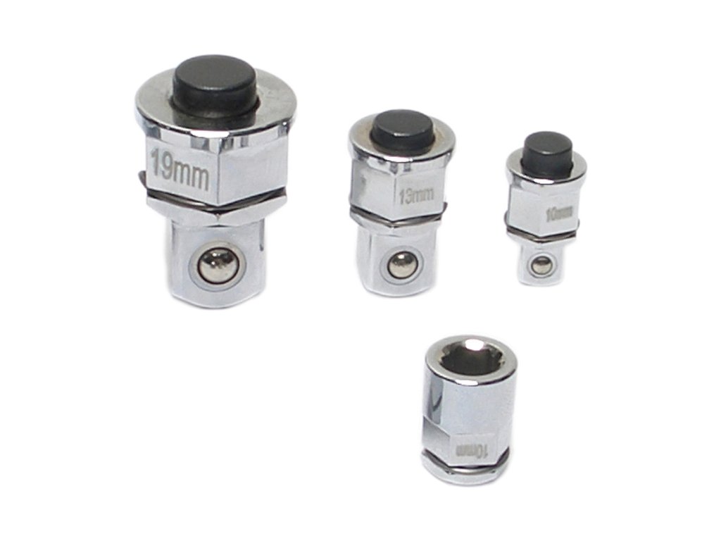 Adaptéry pro ráčnové klíče, rozměry 1/4", 3/8", 1/2", sada 4 kusy - BGS 8210 01