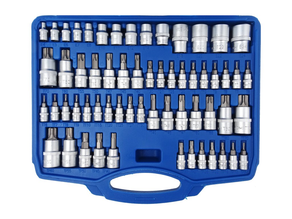 Nástrčné a zástrčné hlavice TORX, 1/4”, 3/8” a 1/2”, sada 60 kusů 7