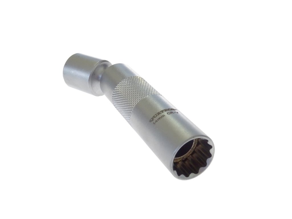 Nástrčná hlavice na zapalovací svíčky s kloubem 3/8", 14 mm, 12hranná - QUATROS QS26044 2